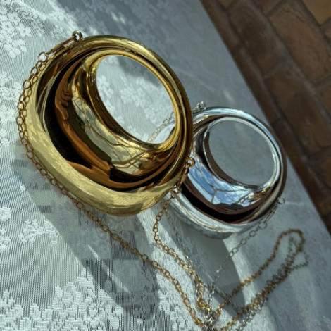 Golden Crescent Moon Acrylic Clutch bag
