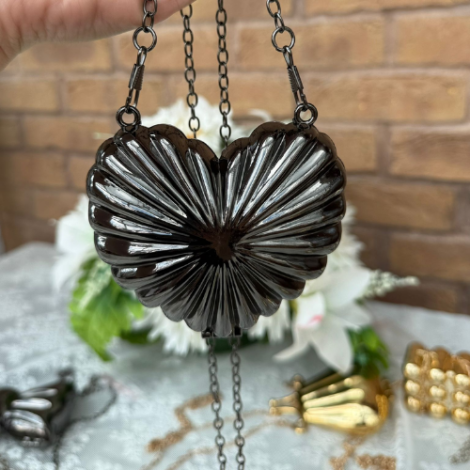 Mini Acrylic Metal Heart Clutch Bag